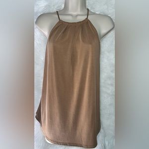 NWOT Green Envelope mocha color top in size small with spaghetti straps.